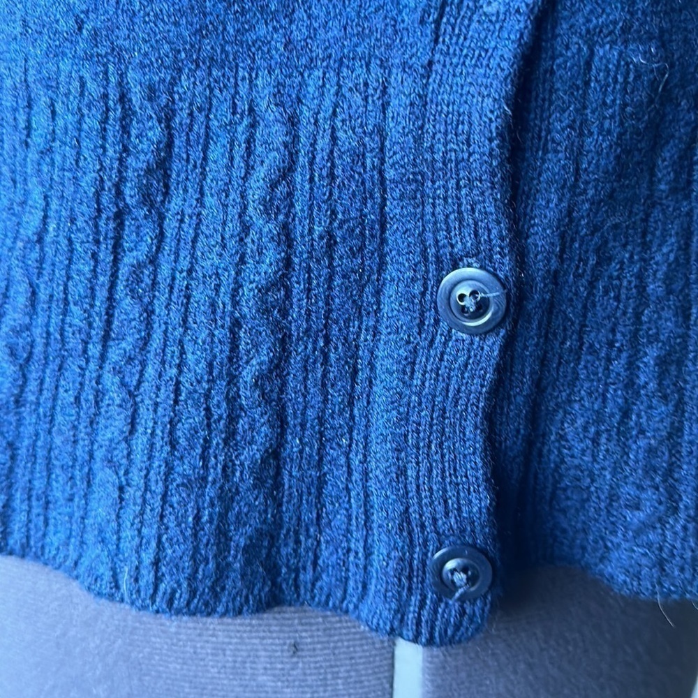 Classiques Entier sweater blue removable collar 100% fine Merino wool size Med - Picture 6 of 12